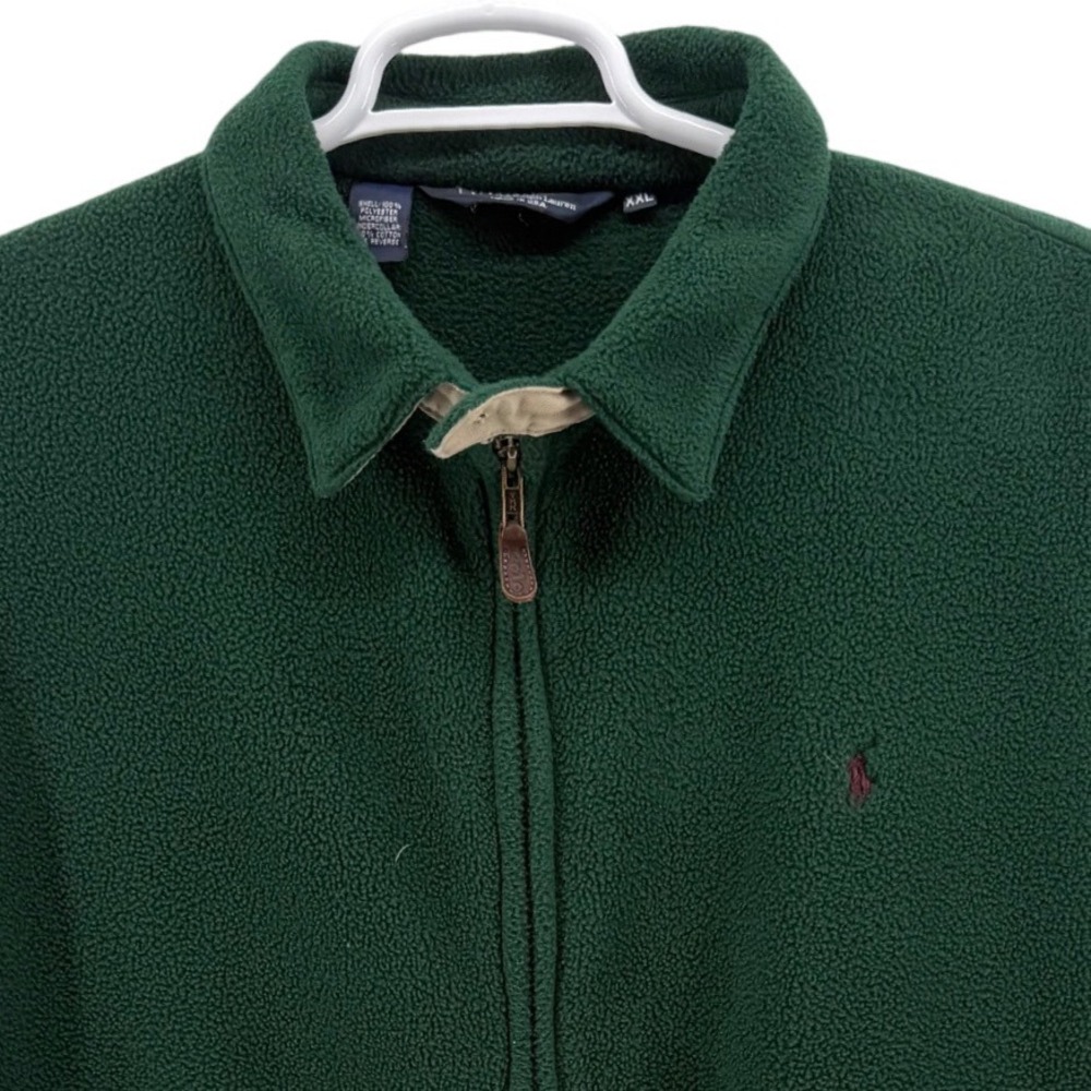 Vintage Polo Ralph Lauren Green Fleece Jacket Full Zip Made in USA XXL